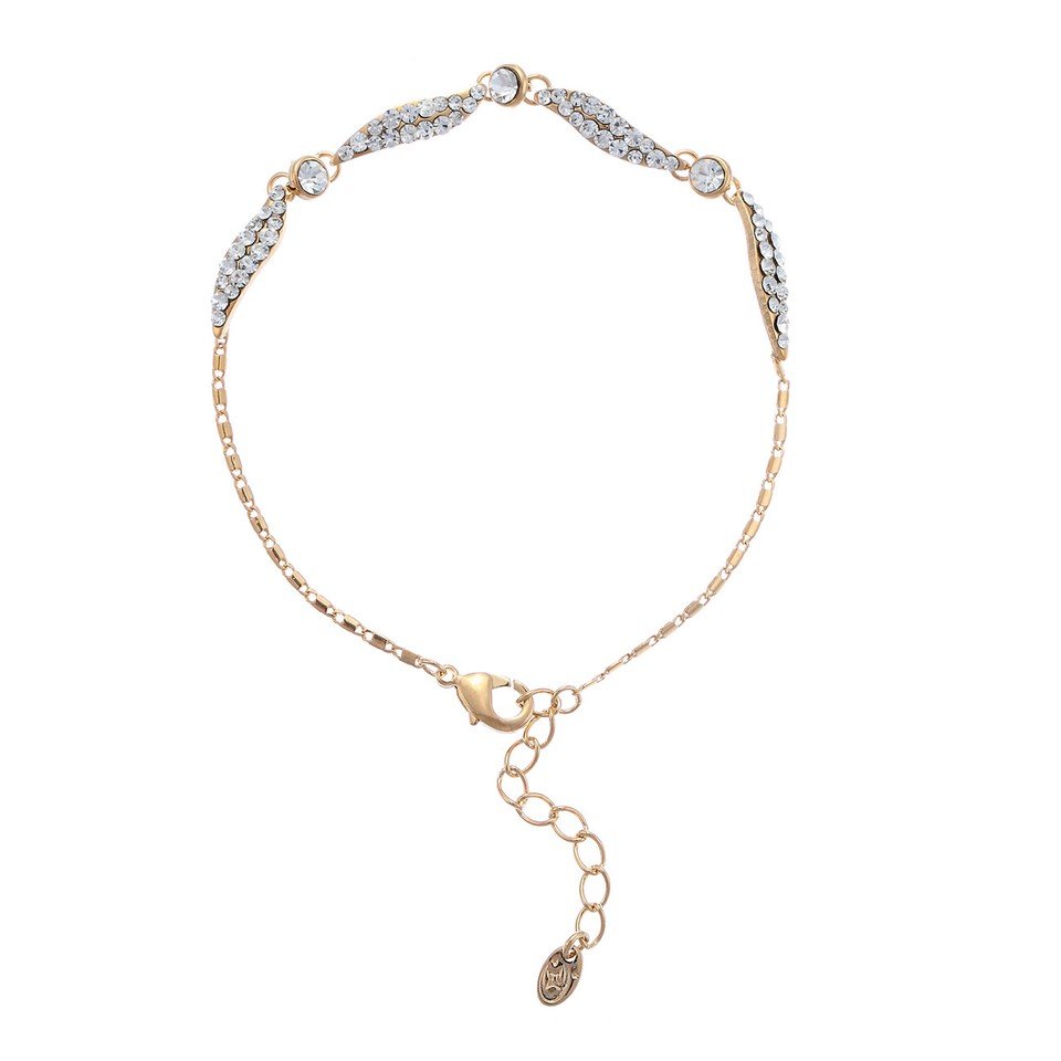 Vintage Crystal Chain Bracelet Jewelry, Swarovski Crystal Elements on 14K Gold - Image 4
