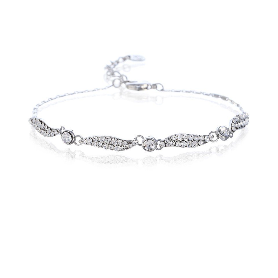 Vintage Crystal Chain Bracelet Jewelry, Swarovski Crystal Elements on 14K Gold - Image 7