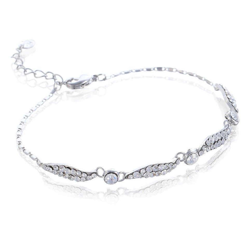 Vintage Crystal Chain Bracelet Jewelry, Swarovski Crystal Elements on 14K Gold - Image 8