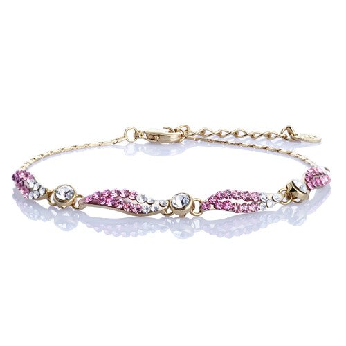 Vintage Crystal Chain Bracelet Jewelry, Swarovski Crystal Elements on 14K Gold - Image 12