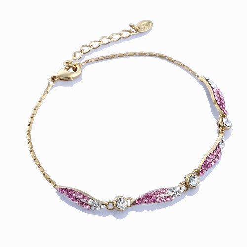 Vintage Crystal Chain Bracelet Jewelry, Swarovski Crystal Elements on 14K Gold - Image 13