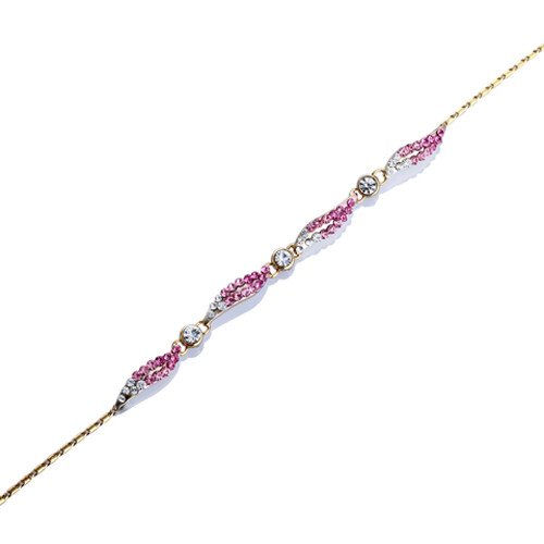 Vintage Crystal Chain Bracelet Jewelry, Swarovski Crystal Elements on 14K Gold - Image 15