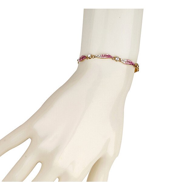 Vintage Crystal Chain Bracelet Jewelry, Swarovski Crystal Elements on 14K Gold - Image 16