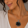 Womens Starburst Pendant Chain Necklace Jewelry Cubic Zirconia Crystal Element - Thumbnail Image 1