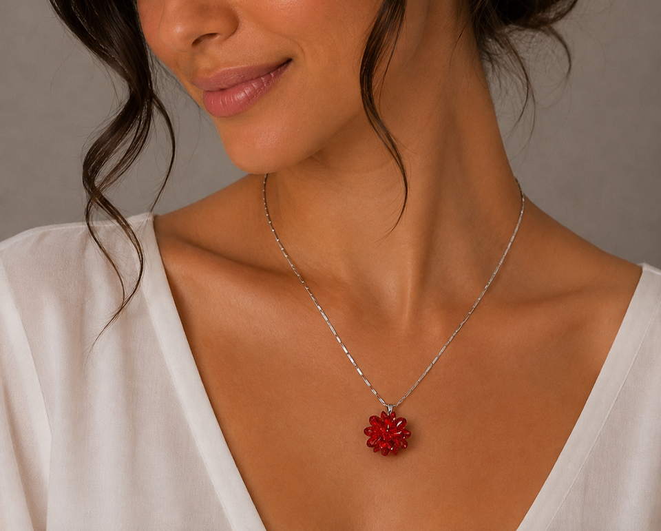 Womens Starburst Pendant Chain Necklace Jewelry Cubic Zirconia Crystal Element - Image 5