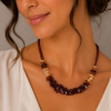 Beaded Jewellery Necklace, Agate Style Stones & Beads, Swarovski Crystal Elements - Thumbnail Image 1