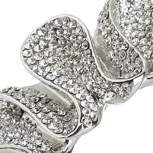 Womens Crystal Cuff Bangle, Swarovski Crystal Elements Spiral, 14K Gold Bracelet - Image 5