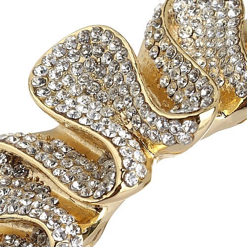 Womens Crystal Cuff Bangle, Swarovski Crystal Elements Spiral, 14K Gold Bracelet - Image 11