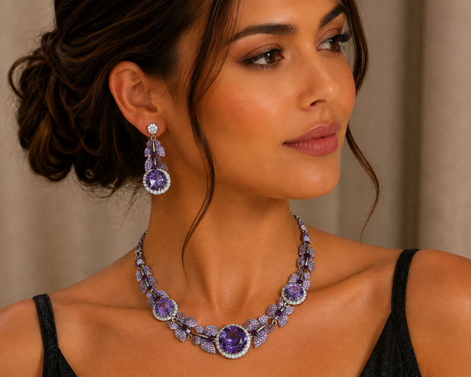 Jewellery Set, Necklace, Earrings, Swarovski Crystal Elements & Zirconia Crystals - Image 3