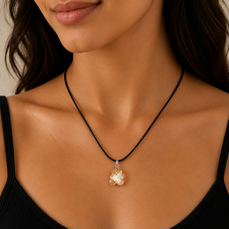 Teddy Crystal Pendant Necklace on Black Cord Tie, Costume Jewellery, Ideal Gift - Image 7