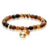 Mens Bracelet, Agate Beads Natural Stones Wristband, Swarovski Crystal Elements - Thumbnail Image 2