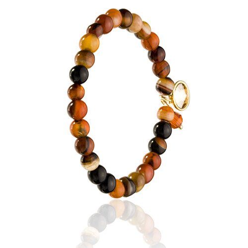Mens Bracelet, Agate Beads Natural Stones Wristband, Swarovski Crystal Elements - Image 3