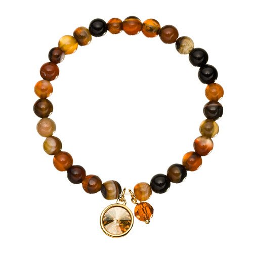 Mens Bracelet, Agate Beads Natural Stones Wristband, Swarovski Crystal Elements - Image 4