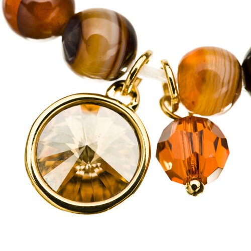 Mens Bracelet, Agate Beads Natural Stones Wristband, Swarovski Crystal Elements - Image 5