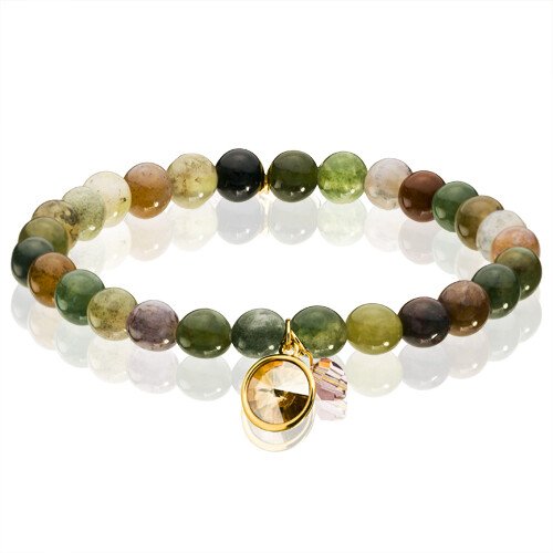 Mens Bracelet, Agate Beads Natural Stones Wristband, Swarovski Crystal Elements - Image 8