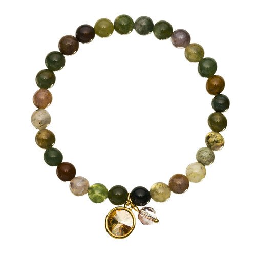 Mens Bracelet, Agate Beads Natural Stones Wristband, Swarovski Crystal Elements - Image 10