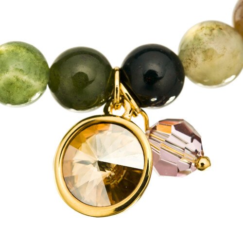 Mens Bracelet, Agate Beads Natural Stones Wristband, Swarovski Crystal Elements - Image 11