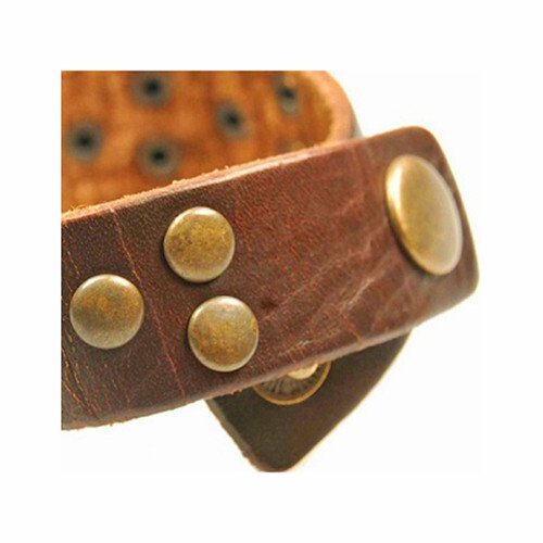 Mens Leather Wristband Strap Dark Brown Genuine Buffalo. Adjustable Cuff, Janeo - Image 3