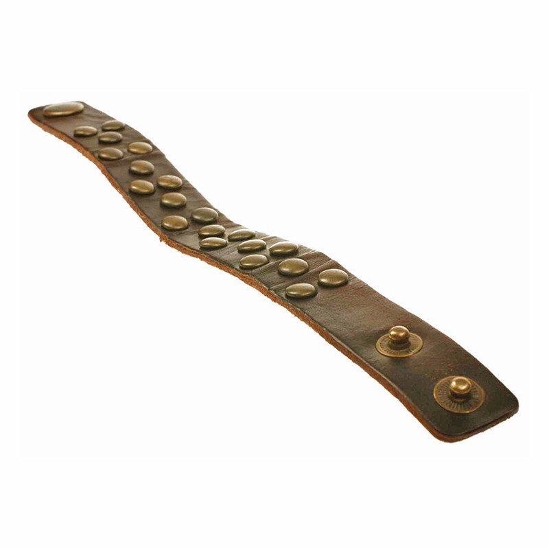 Mens Leather Wristband Strap Dark Brown Genuine Buffalo. Adjustable Cuff, Janeo - Image 4