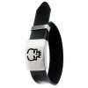 Engraved Skull Mens Bracelet Leather Strap Wristband, Stainless Steel, Great Gift - Thumbnail Image 2