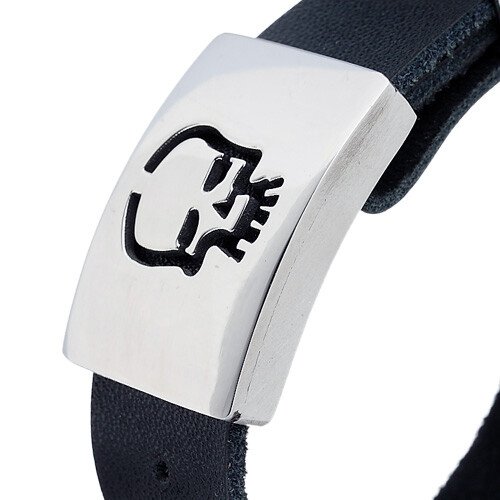 Engraved Skull Mens Bracelet Leather Strap Wristband, Stainless Steel, Great Gift - Image 8
