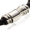 Mens Leather Bracelet Wristband, Braided Platted Cords Stainless Steel Links - Thumbnail Image 5