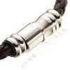 Mens Leather Bracelet Wristband, Braided Platted Cords Stainless Steel Links - Thumbnail Image 11