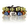 Shamballa Jewellery Cord Bangle Bracelets Pair with Multi Colour Skulls, Janeo - Thumbnail Image 7