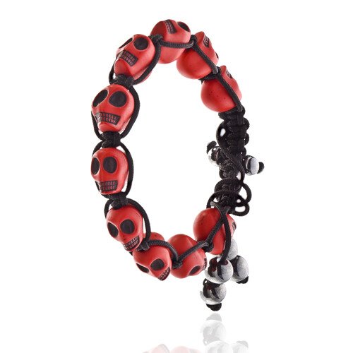 Shamballa Jewellery Cord Bangle Bracelets Pair with Multi Colour Skulls, Janeo - Image 11