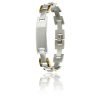 Mens Links Bracelet Silver & Gold Mix Stainless Steel, Cuff Bangle Wrist Band - Thumbnail Image 2