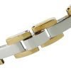 Mens Links Bracelet Silver & Gold Mix Stainless Steel, Cuff Bangle Wrist Band - Thumbnail Image 3