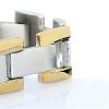 Mens Links Bracelet Silver & Gold Mix Stainless Steel, Cuff Bangle Wrist Band - Thumbnail Image 4