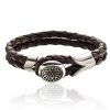 Mens Bracelet Black or Brown Twin Leather Platted Cords Wristband, Button Fasten - Thumbnail Image 7