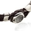 Mens Bracelet Black or Brown Twin Leather Platted Cords Wristband, Button Fasten - Thumbnail Image 8