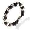 Mens Genuine Leather Bracelet Wristband, Knotted Style with Magnetic Balls Fasten - Thumbnail Image 2