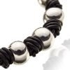 Mens Genuine Leather Bracelet Wristband, Knotted Style with Magnetic Balls Fasten - Thumbnail Image 6
