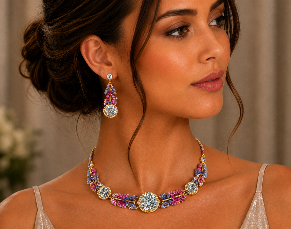 Jewellery Set, Necklace, Earrings, Swarovski Crystal Elements & Zirconia Crystals - Image 12