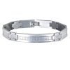 Mens Slim Bracelet Solid Stainless Steel Silver Wrist Band, Retro Links, Janeo - Thumbnail Image 2