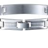 Mens Slim Bracelet Solid Stainless Steel Silver Wrist Band, Retro Links, Janeo - Thumbnail Image 5
