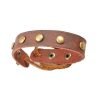 Mens Leather Cuff Strap Wristband Bracelet, Brass Studs & Ties Fasten, JaneoJewels - Thumbnail Image 2