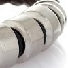 Mens Braided Leather Cord Strap Wristband Bracelet, Stainless Steel Rings, Fasten - Thumbnail Image 4