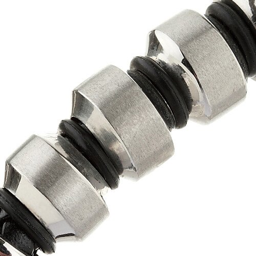 Mens Braided Leather Cord Strap Wristband Bracelet, Stainless Steel Rings, Fasten - Image 10