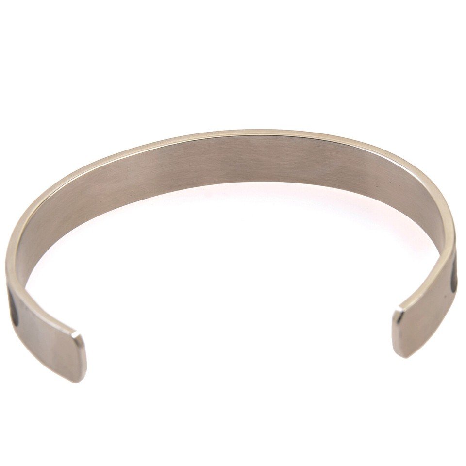 Mens Stainless Steel Cuff Bracelet, WristBand, Etched Engraved Greek Key Pattern - Image 10