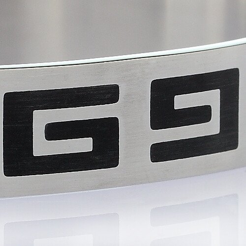 Greek Key Pattern Engraved Mens Stainless Steel Cuff Bangle Bracelet Wrist Band - Image 6