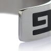 Greek Key Pattern Engraved Mens Stainless Steel Cuff Bangle Bracelet Wrist Band - Thumbnail Image 7