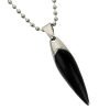 Solid Slick Trendy Mens Stainless Steel Bullet Pendant Chain Necklace, Silver - Thumbnail Image 2