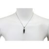 Solid Slick Trendy Mens Stainless Steel Bullet Pendant Chain Necklace, Silver - Thumbnail Image 3