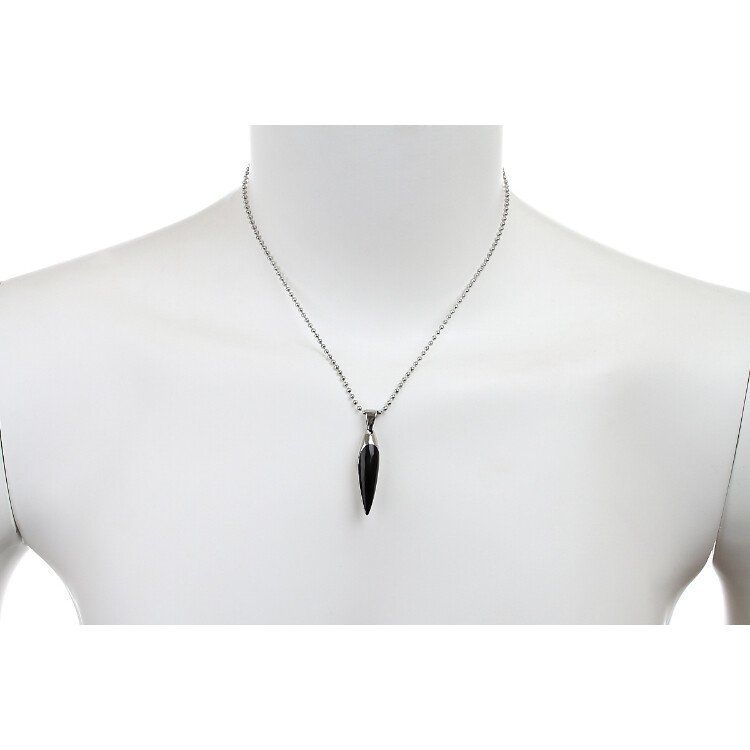 Solid Slick Trendy Mens Stainless Steel Bullet Pendant Chain Necklace, Silver - Image 3