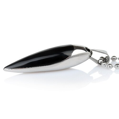 Solid Slick Trendy Mens Stainless Steel Bullet Pendant Chain Necklace, Silver - Image 4