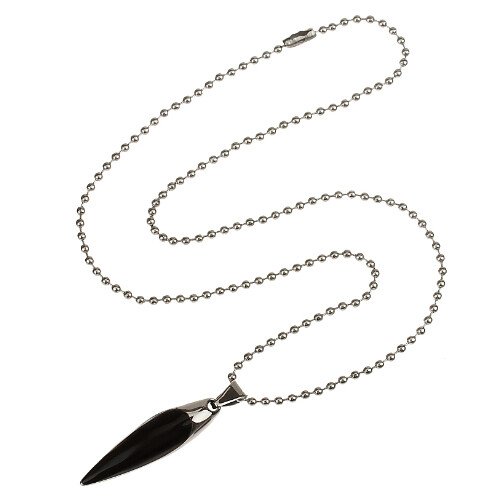 Solid Slick Trendy Mens Stainless Steel Bullet Pendant Chain Necklace, Silver - Image 5
